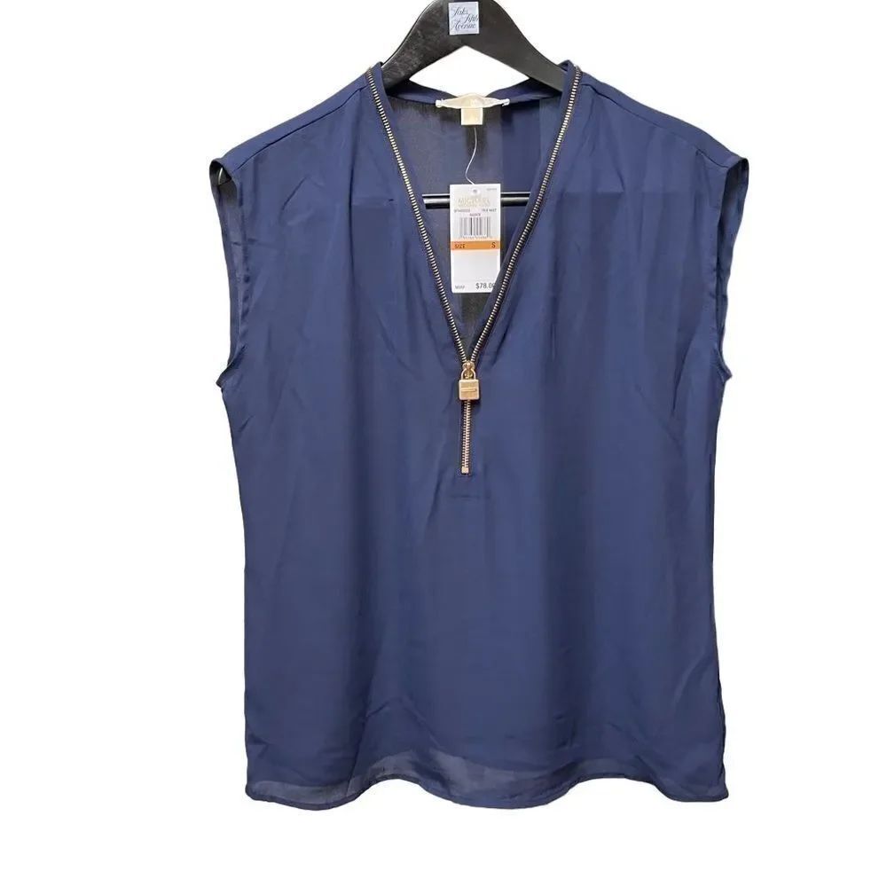 🌟NEW 🌟Michael Kors🌟Zipped Navy Sleeveless Top